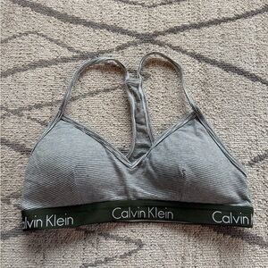 Calvin Klein Women's Striped Bralette - Black and Gray